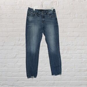 Buckle Black Fit No. 53 Ankle Skinny Jeans Womens 32 Med Wash Distressed Raw Hem